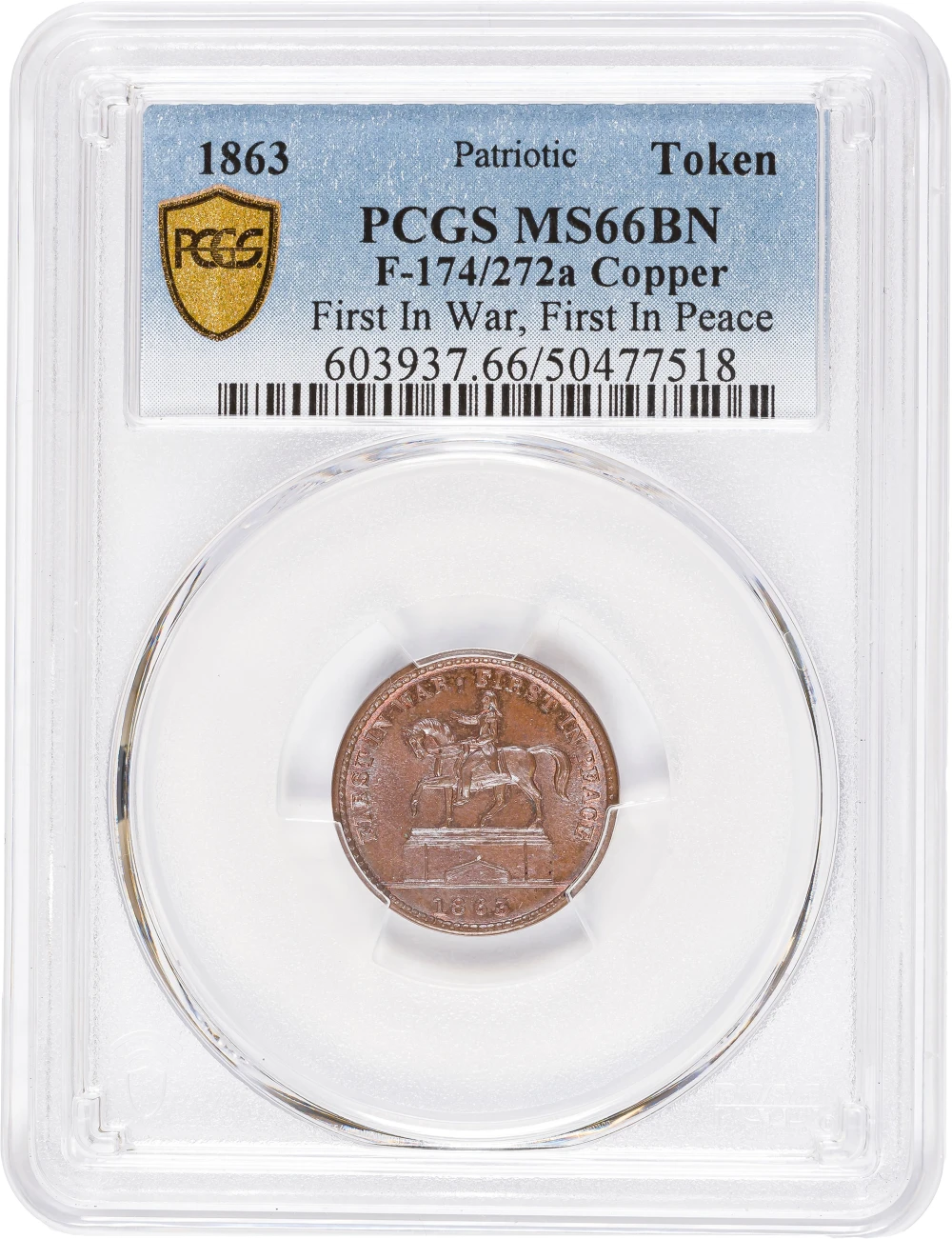 PCGS MS-66 BN 1863 Patriotic Civil War Token
