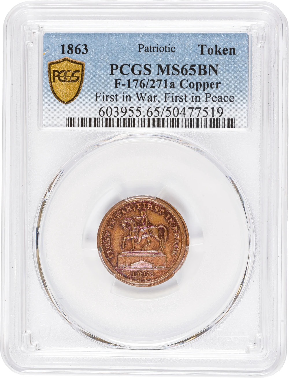 PCGS MS-65 BN 1863 Patriotic Civil War Token.