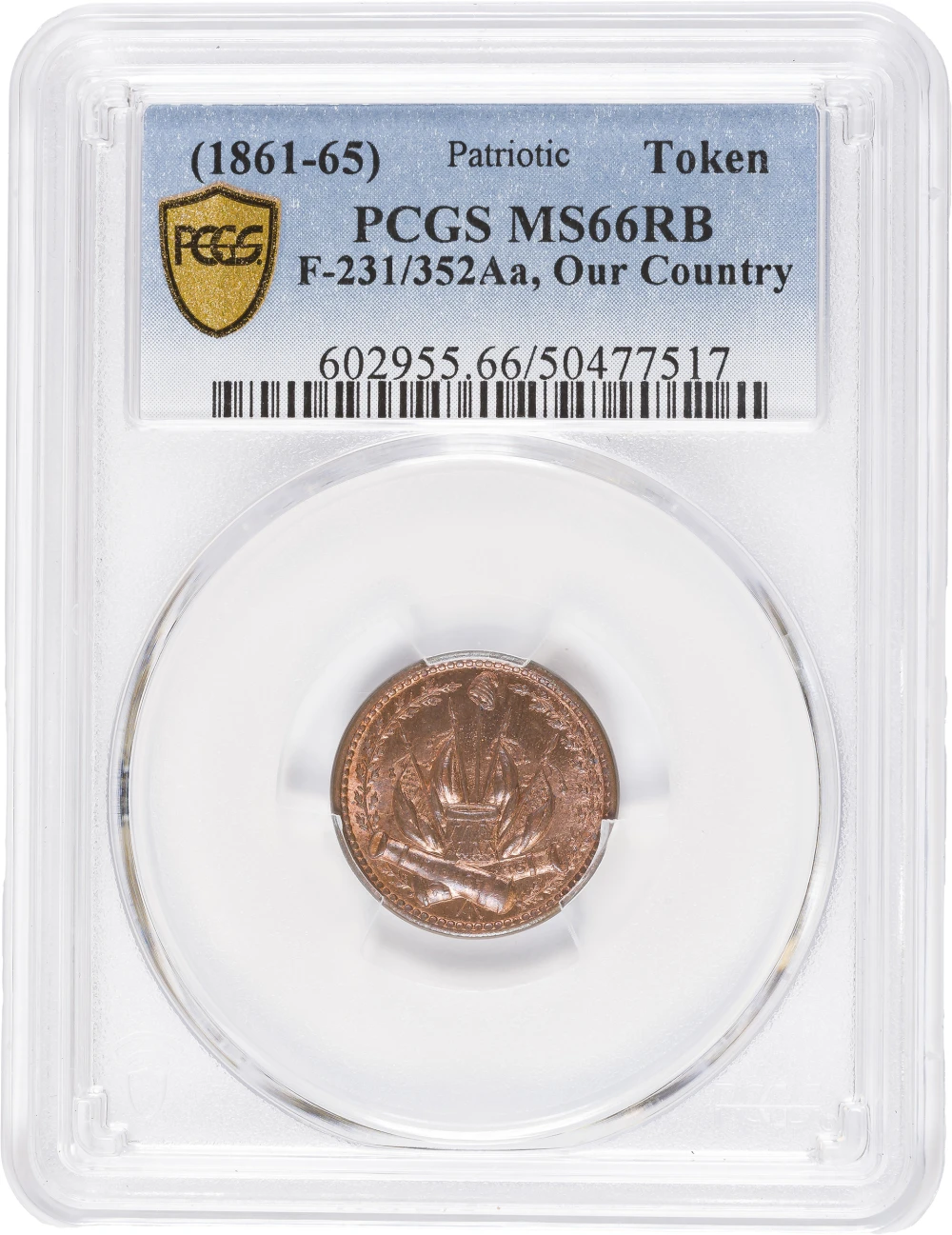 PCGS MS-66 RB (1861-65) Patriotic Civil War Token