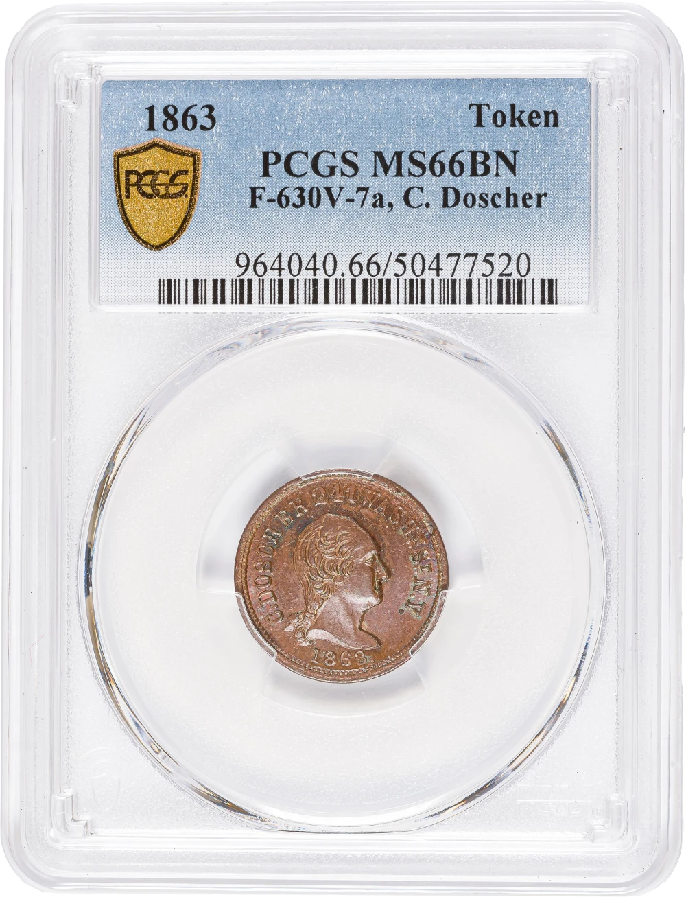 PCGS MS-66 BN 1863 NY Civil War Token
