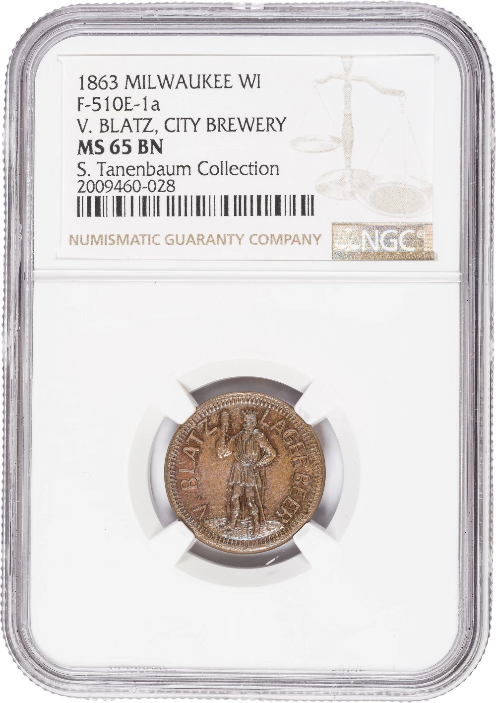 NGC MS-65 BN 1863 Fuld Plate Coin Civil War Token