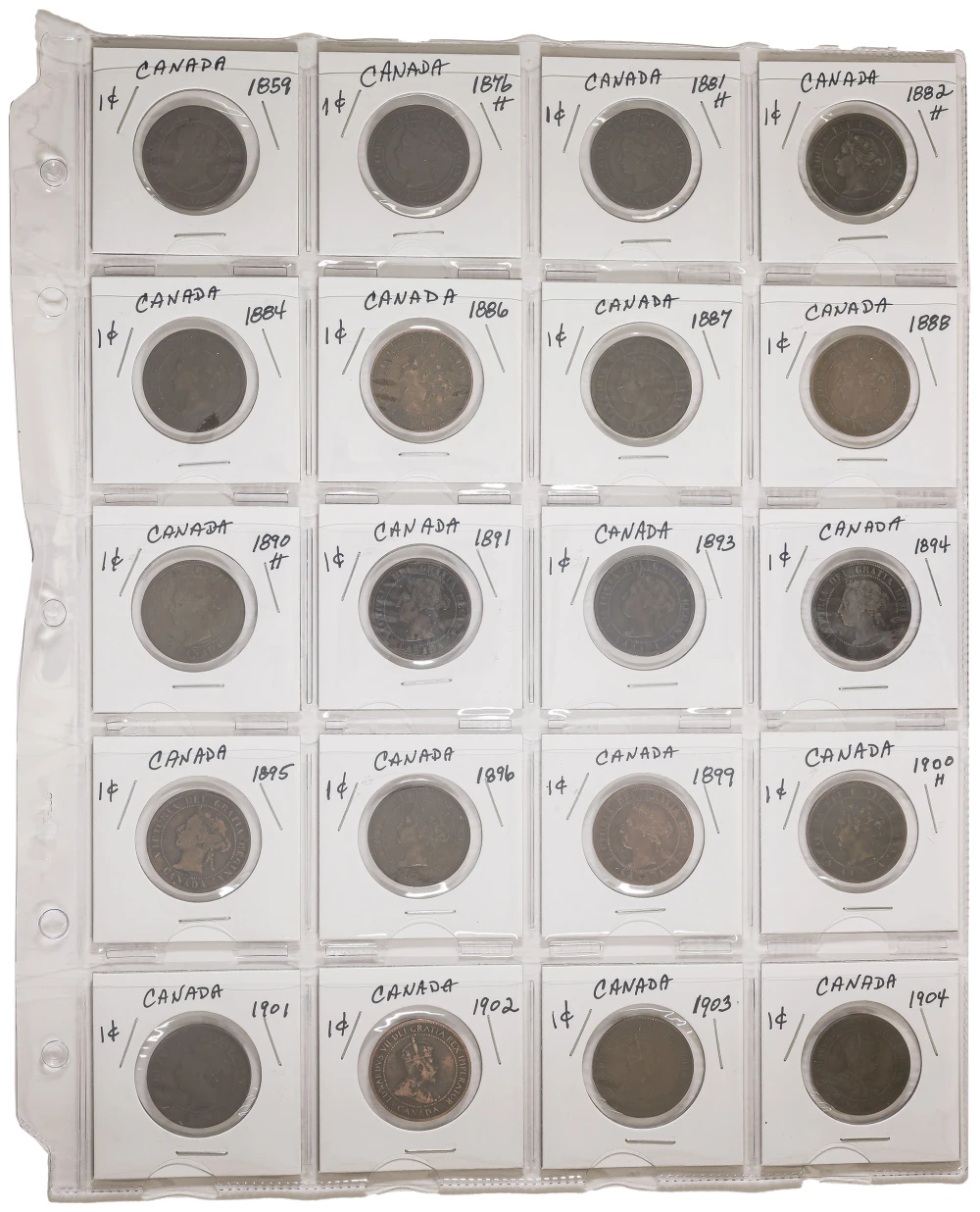 37 Different Canadian Large Cents