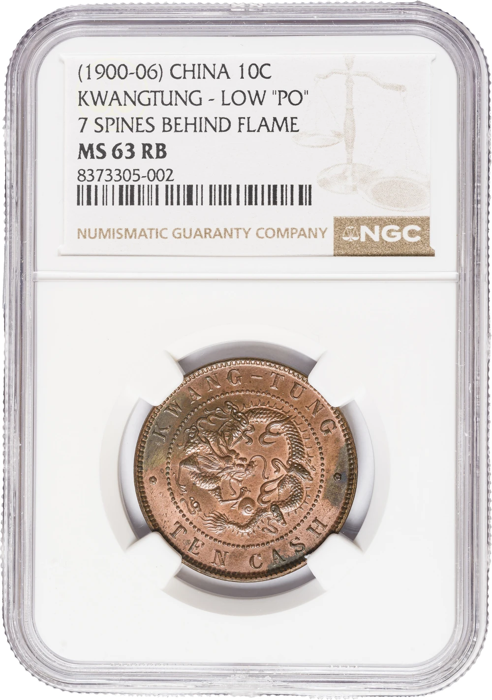 China. NGC MS-63 RB (1900-06) 10 Cash