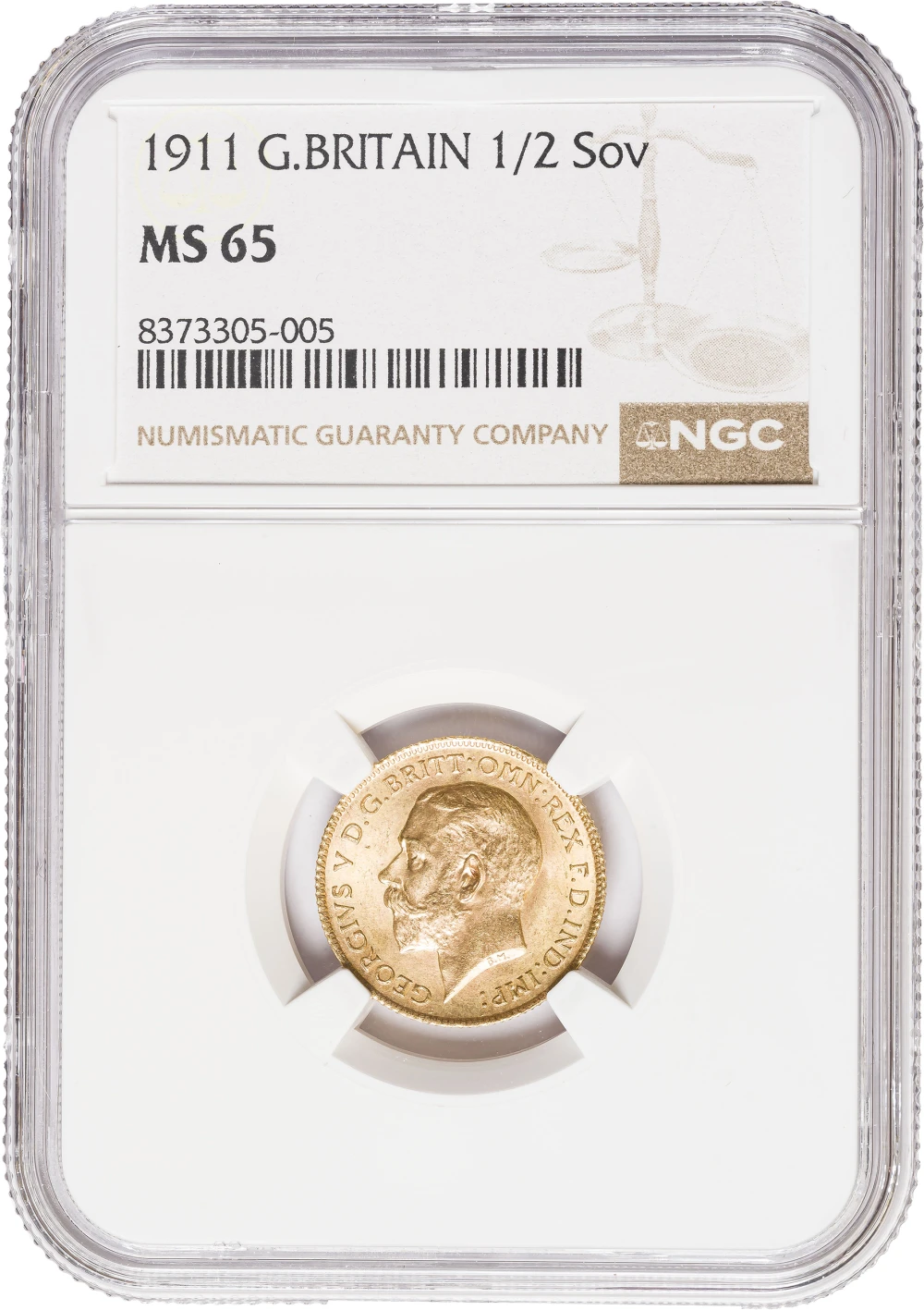 Gr.Britain. NGC MS-65 1911 1/2 Gold Sovereign