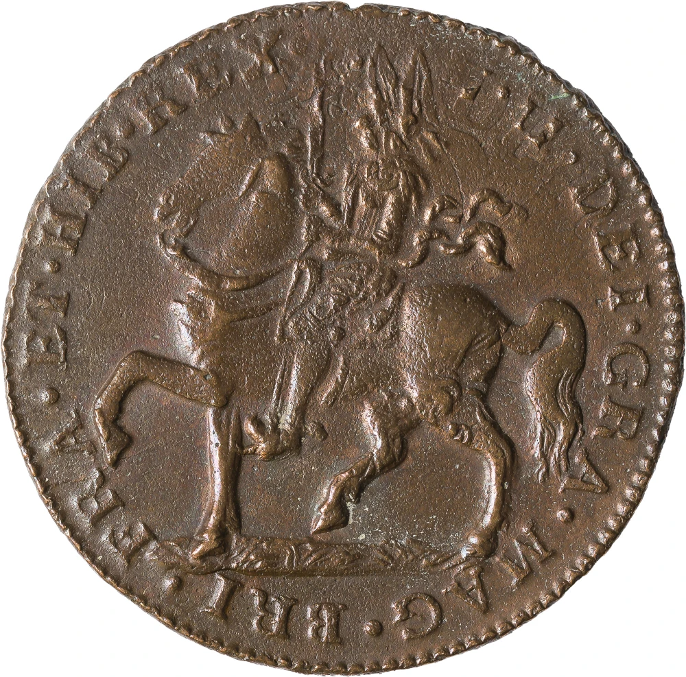 Ireland. AU-50 1690 James II Gunmoney Crown