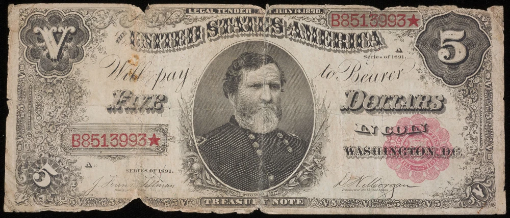 Good 1891 $5 Treasury Note