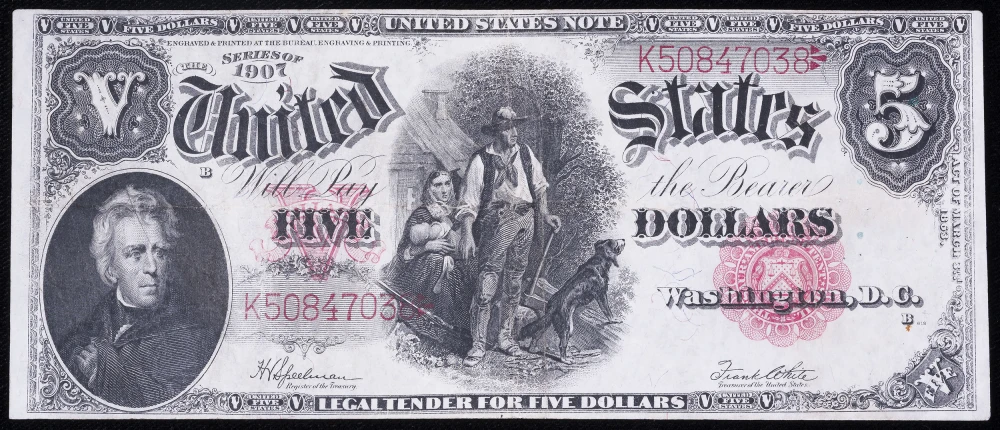 EF 1907 $5 Wood Chopper U.S. Note