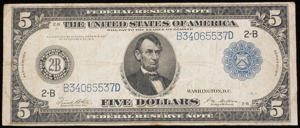 VF 1914 $5 FRN