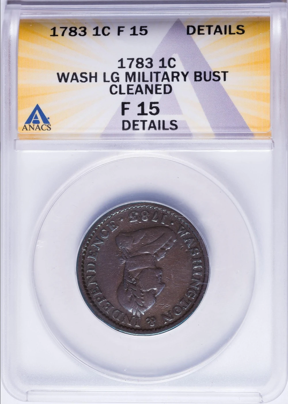 ANACS F-15 Details 1783 Washington Military Bust