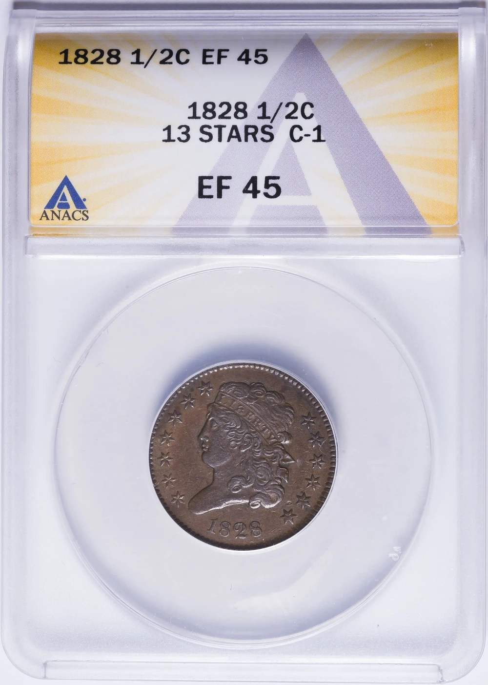 ANACS EF-45 1828 Half Cent