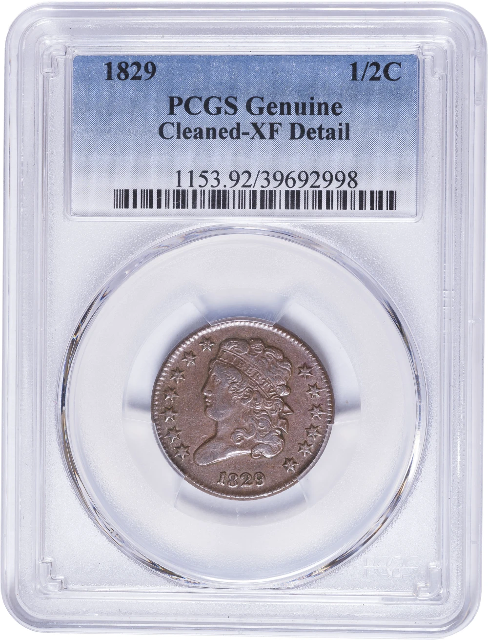 PCGS EF Details 1829 Half Cent