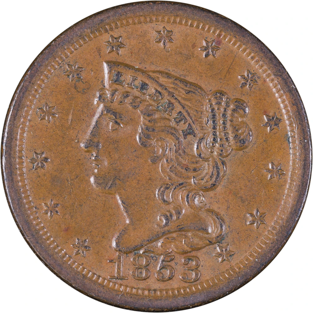 AU-58 1853 Half Cent