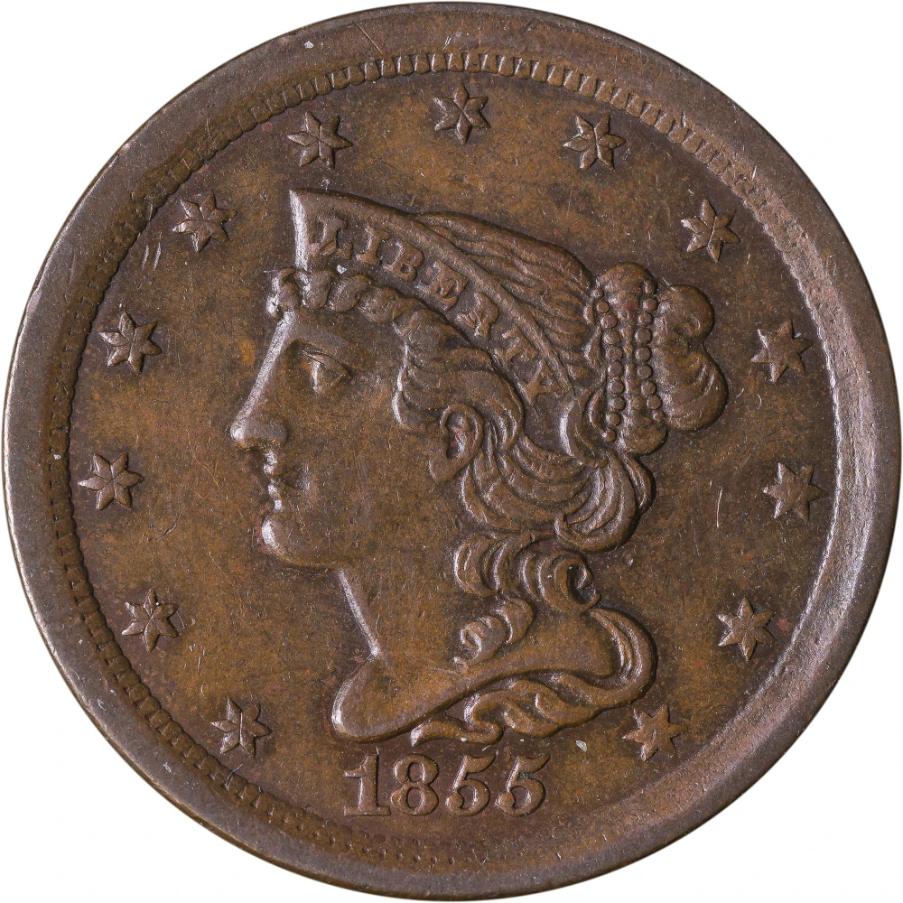AU-50 1855 Half Cent