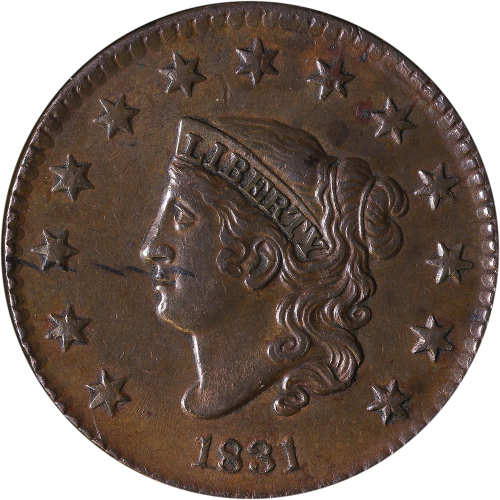 AU-50 1831 Large Cent