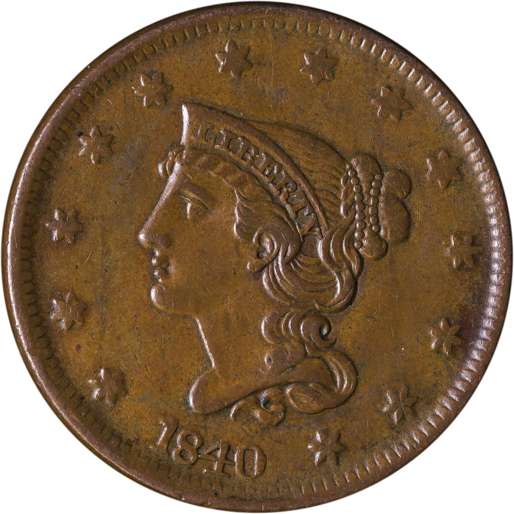 AU-50 1840 Large Cent