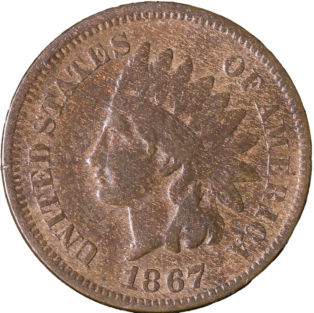 VF-20 1867 Indian Cent
