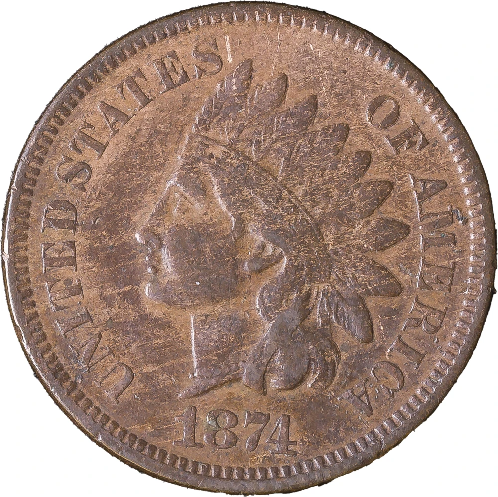 VF-20 1874 Indian Cent