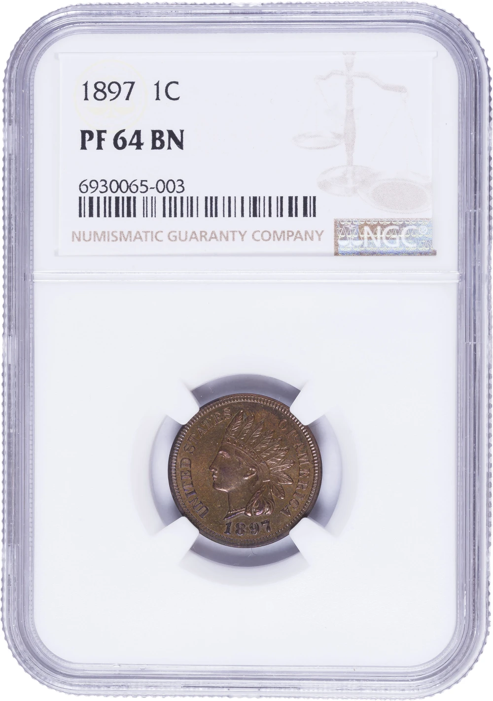 NGC Proof-64 BN 1897 Indian Cent