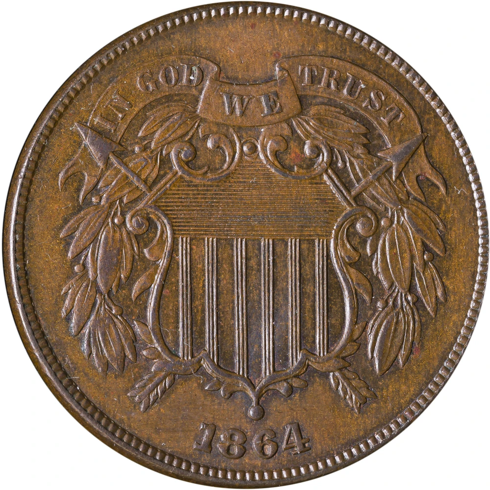 Choice BU-63 BN 1864 Two Cents