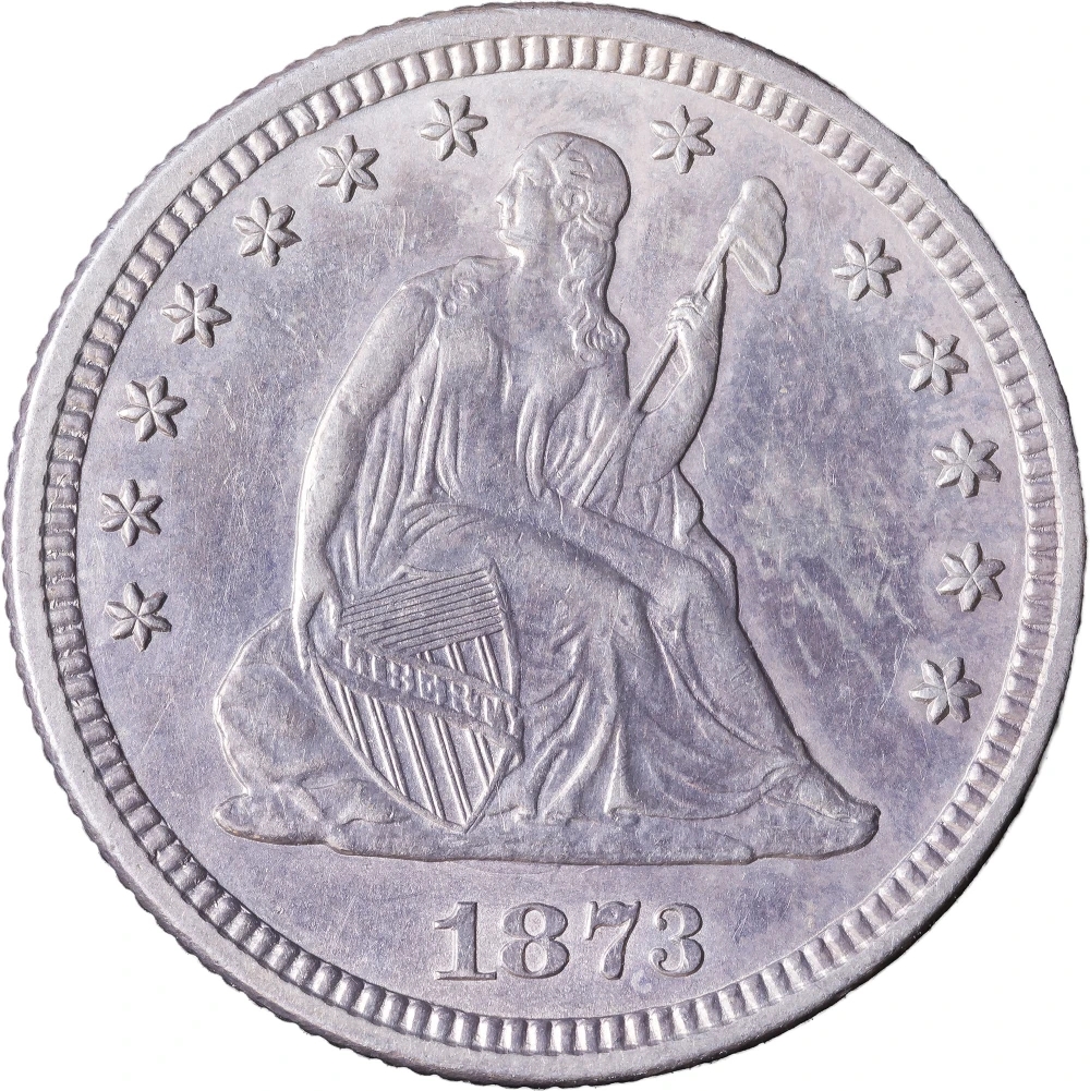 UNC Details 1873 No Arrows Seated Quarter