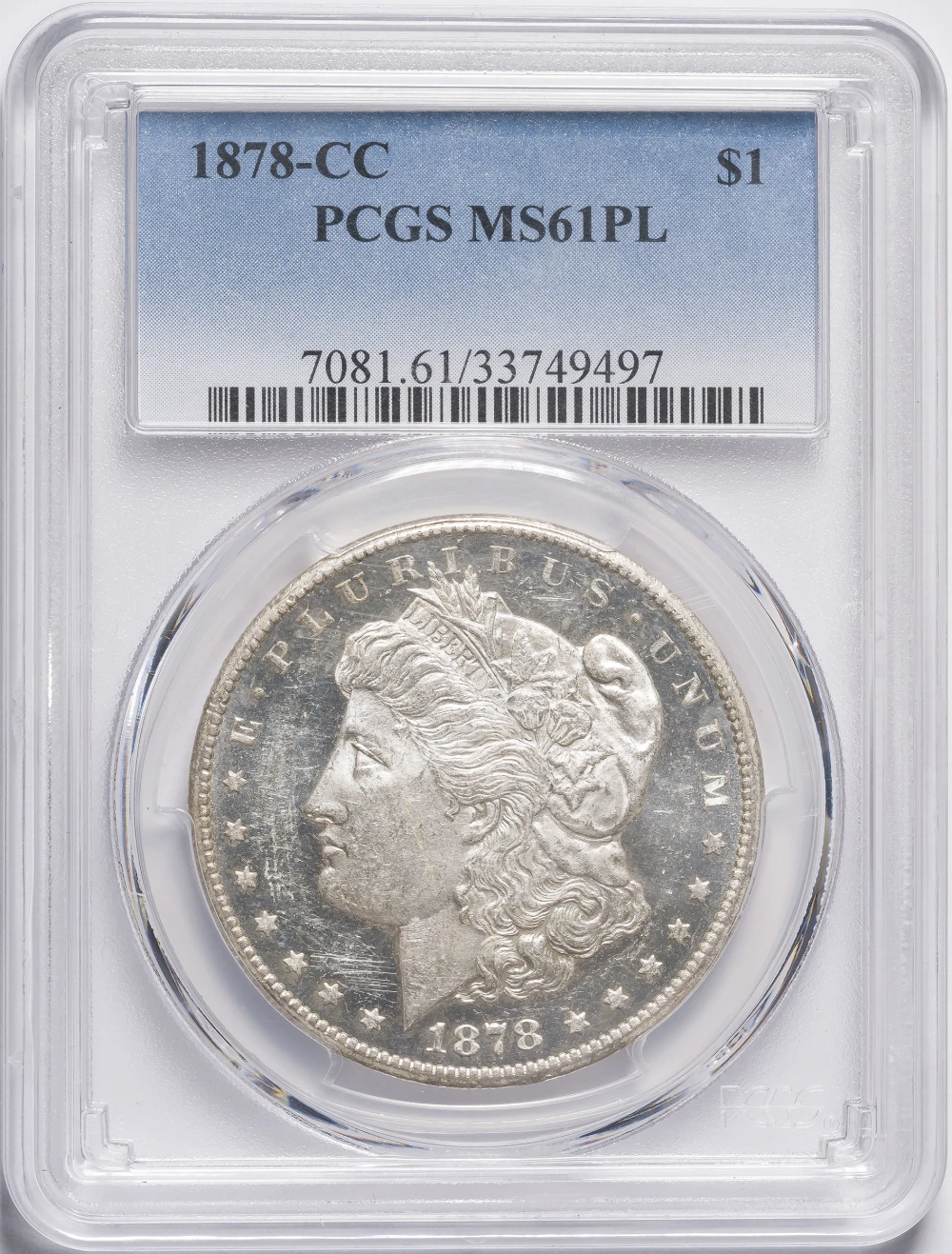 PCGS MS-61 PL 1878-CC Morgan Dollar