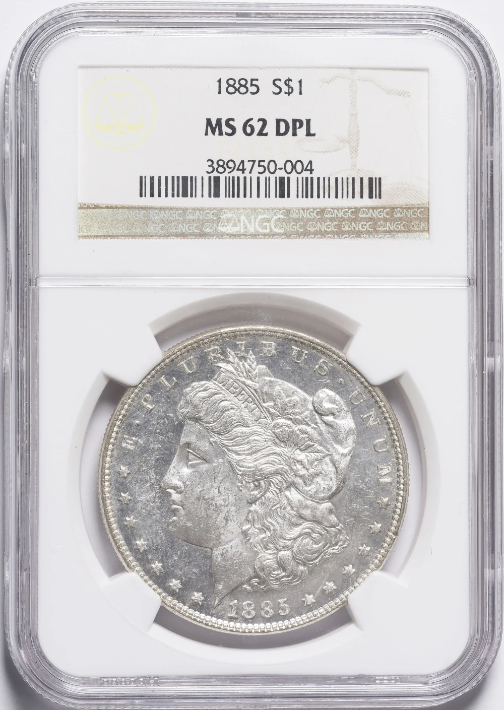 NGC MS-62 DPL 1885 Morgan Dollar