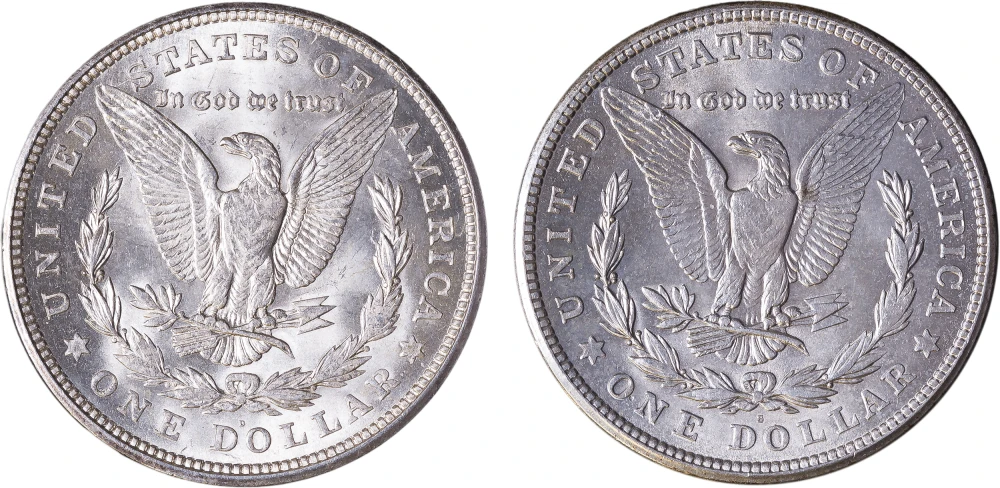 Choice BU-63 1921-D & 1921-S Morgan Pair.