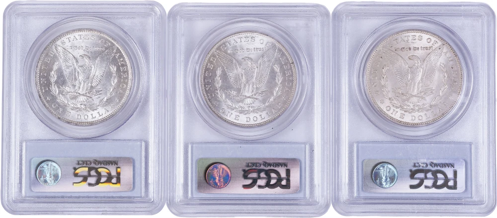 PCGS MS-62 Morgan Dollar Trio