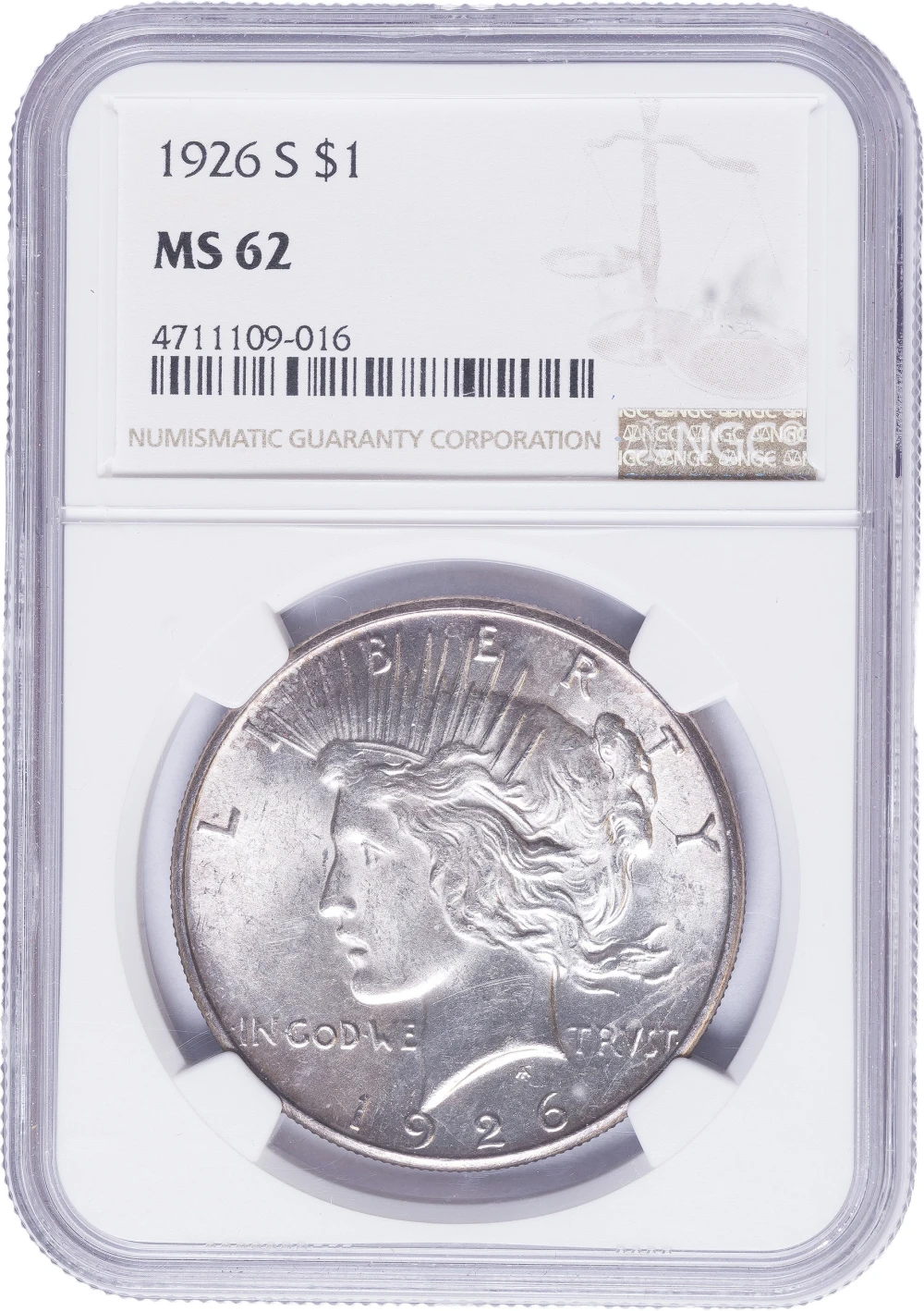 NGC MS-62 1926-S Peace Dollar