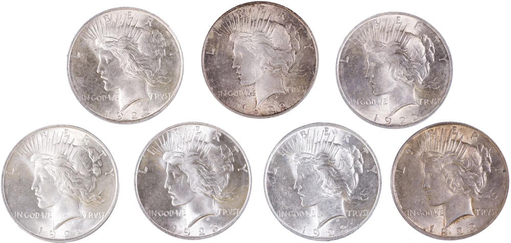 7 BU Peace Dollars