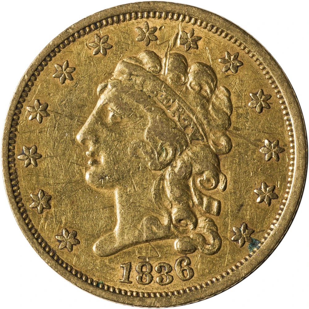 AU-50 Details 1836 $2.50 Classic Gold