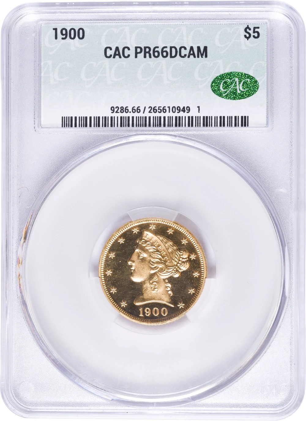 Superb CACG PF-66 Deep Cameo 1900 $5 Gold Liberty