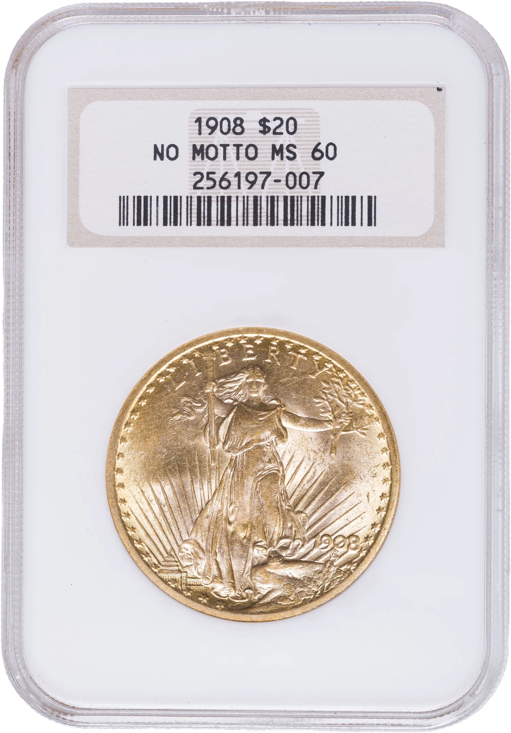 NGC MS-60 1908 $20 St.Gaudens
