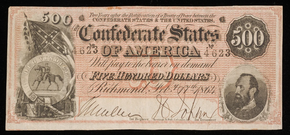 VF Confederate 1864 $500 Note