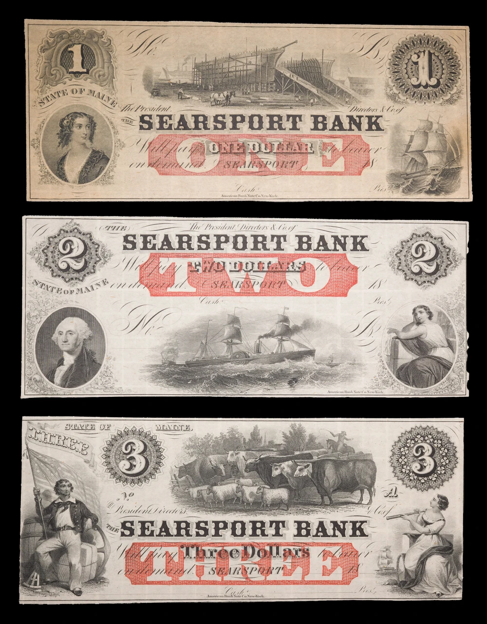 Maine. Searsport. A 2nd $1, $2 & $3 Trio