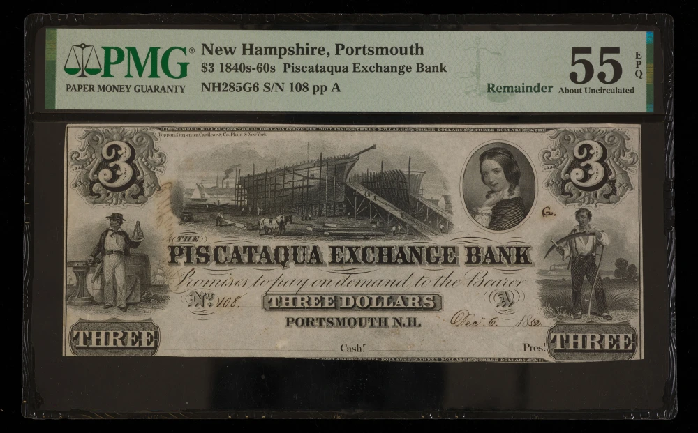 New Hampshire. PMG AU-55 Portsmouth $3