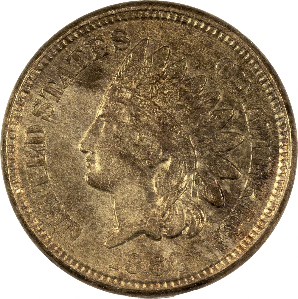 AU-58 1862 Indian Cent