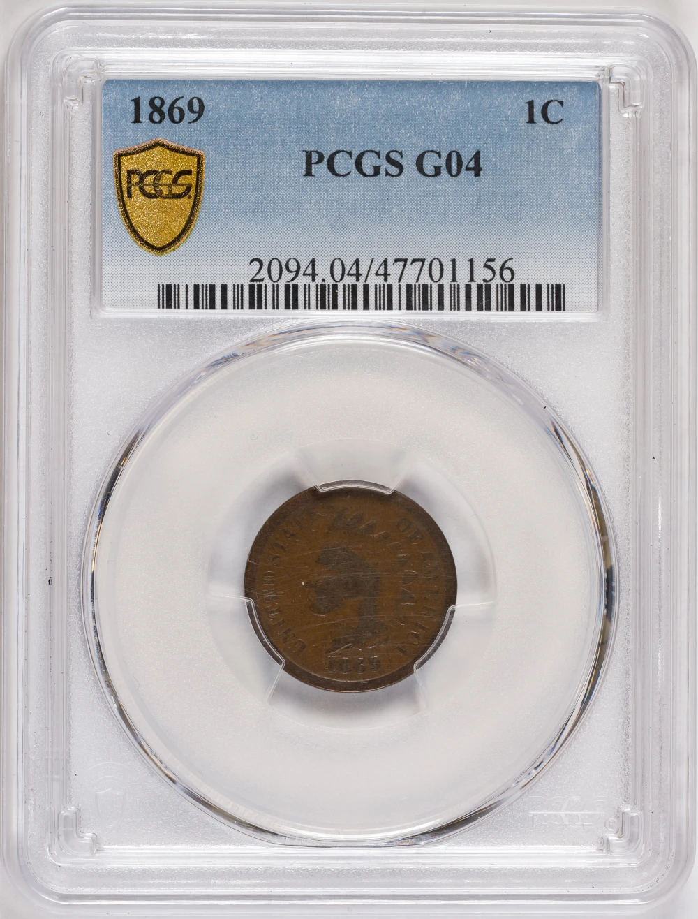 PCGS G-4 1869 Indian Cent