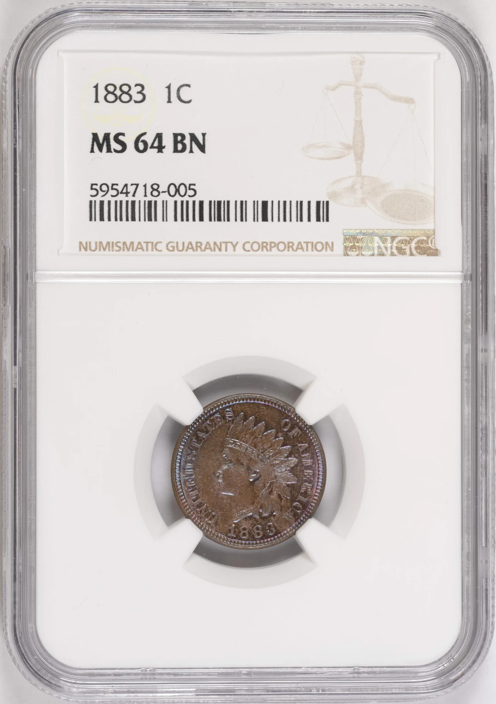 NGC MS-64 1883 Indian Cent