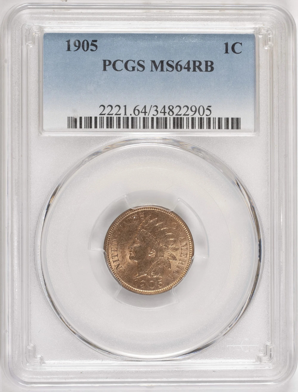 PCGS MS-64 RB 1905 Indian Cent