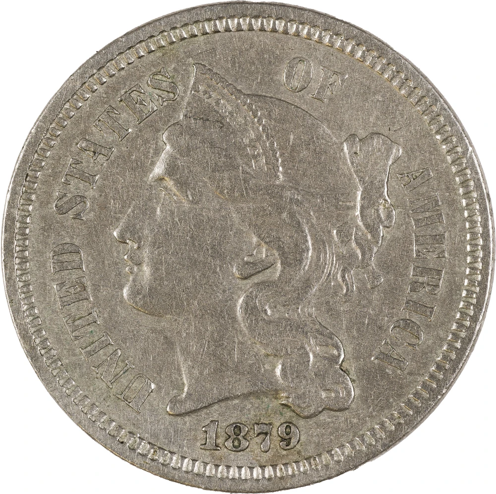 EF-40 1879 Three Cent Nickel