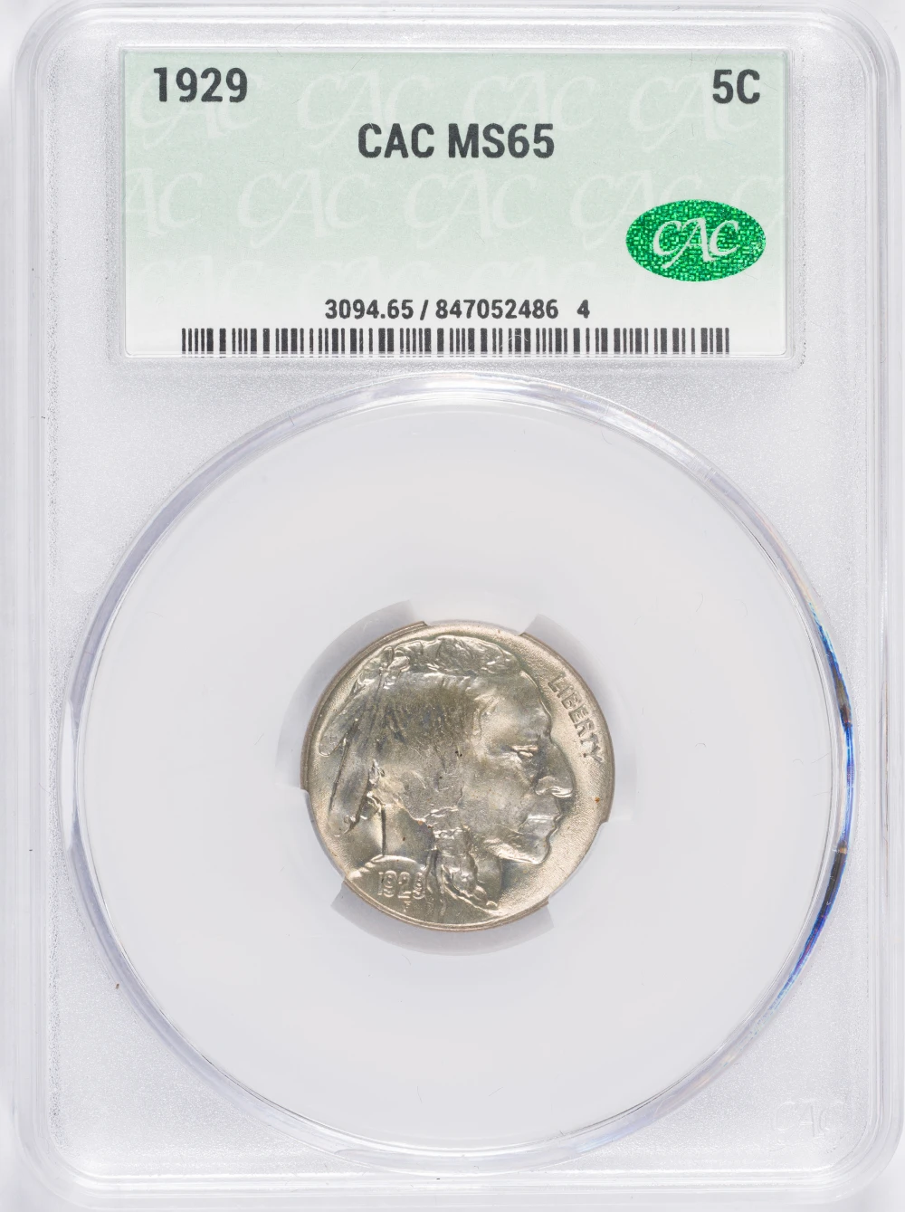 CAC MS-65 1929 Buffalo Nickel