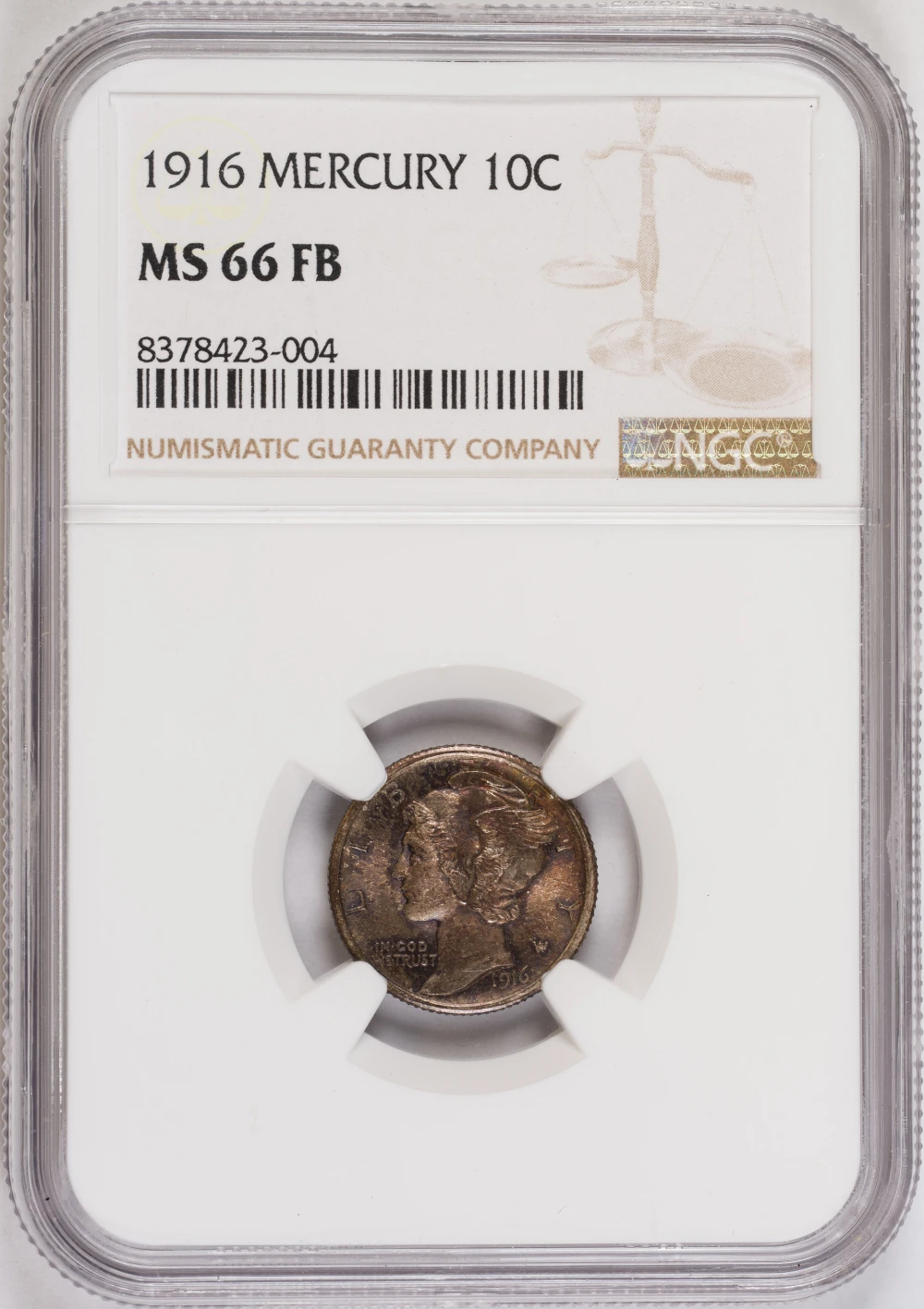 NGC MS-66 FB 1916 Mercury Dime
