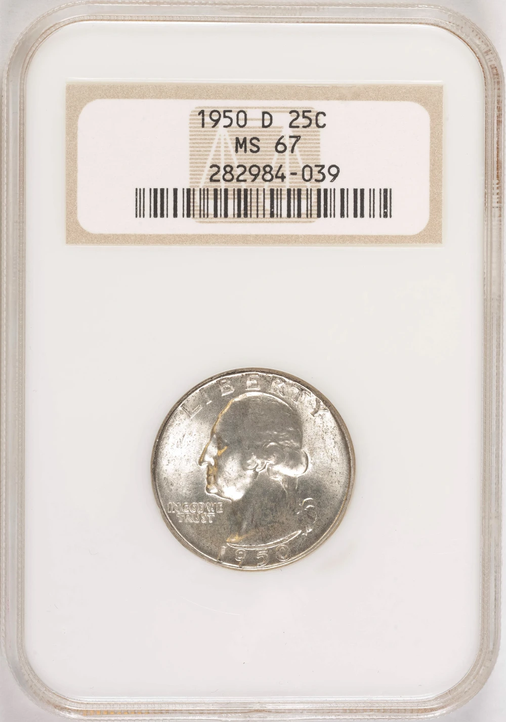 NGC MS-67 1950-D Washington Quarter