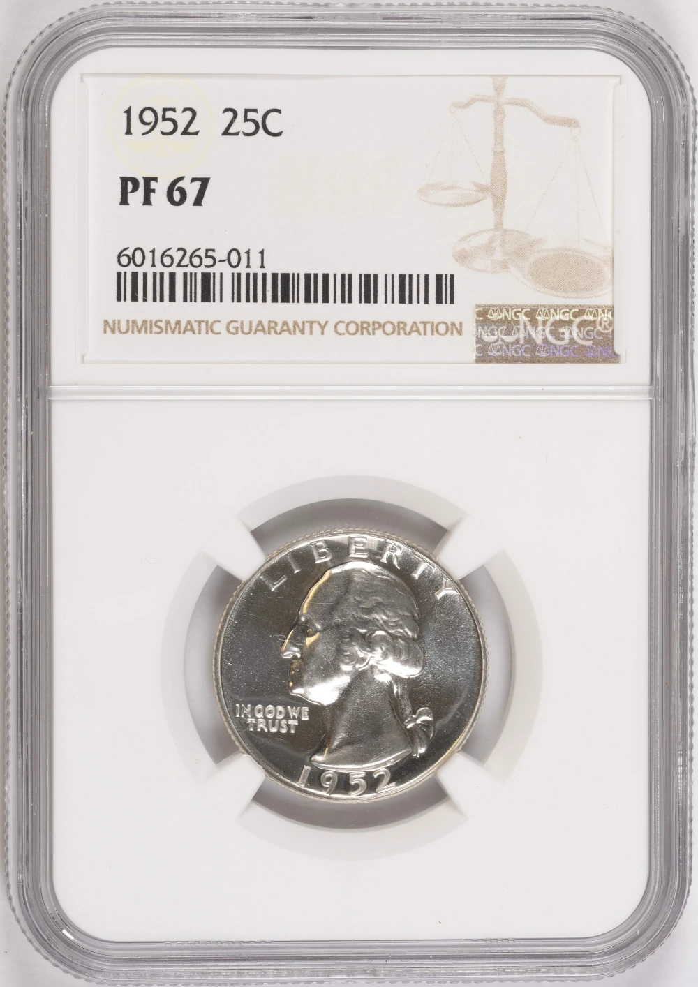 NGC Proof-67 1952 Washington Quarter
