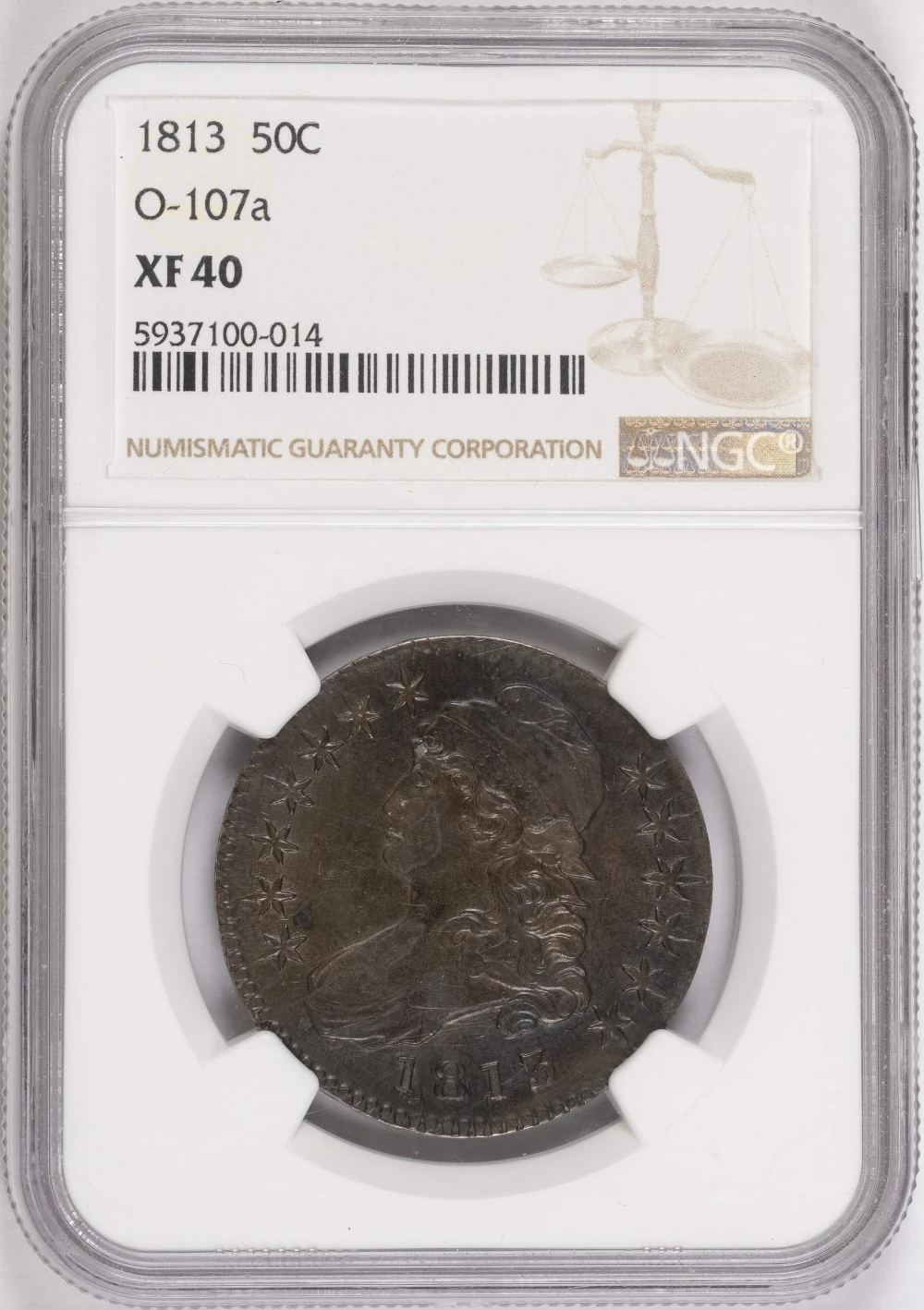NGC EF-40 1813 Bust Half Dollar