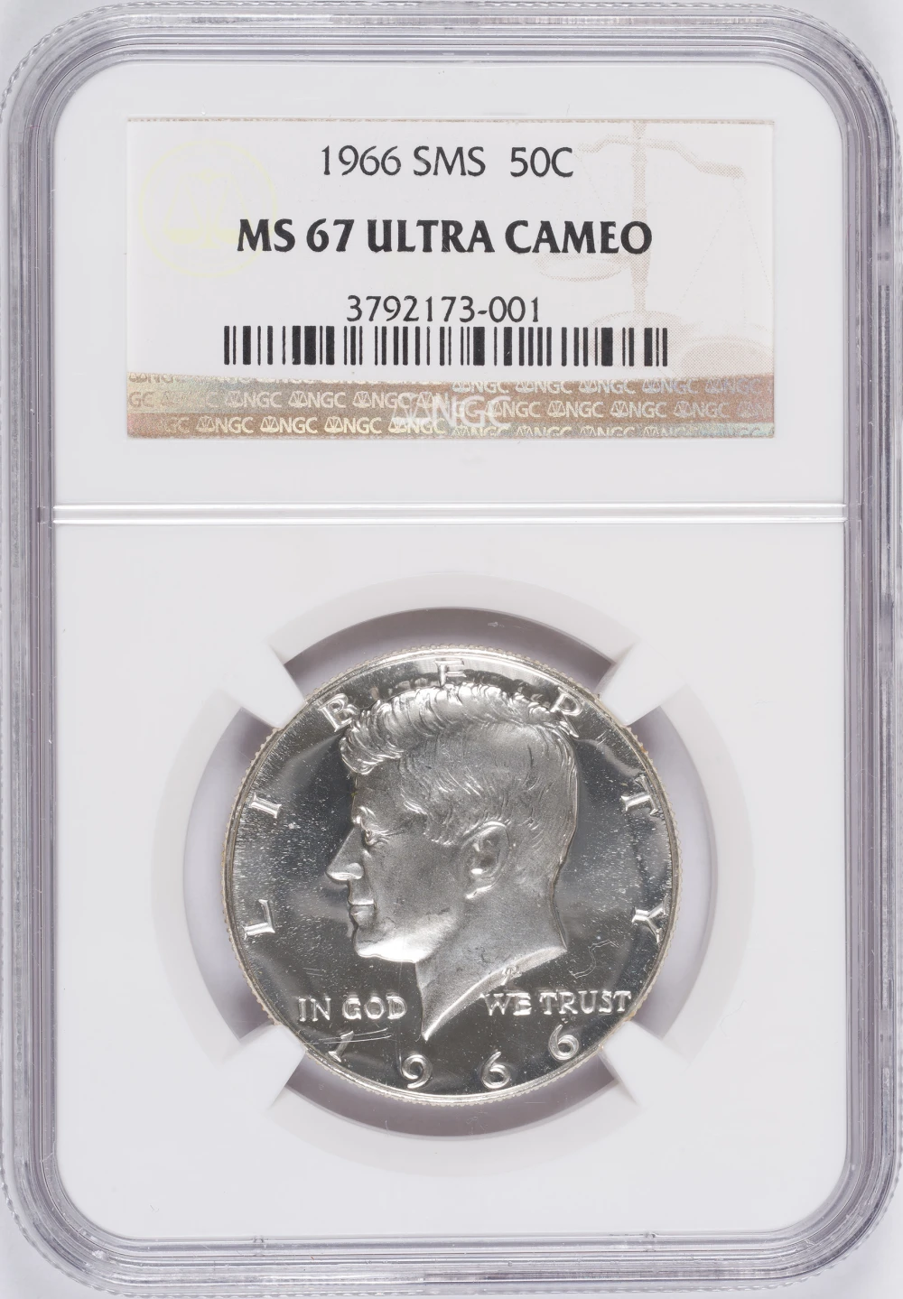 NGC MS-67 UC 1966 SMS Kennedy Half