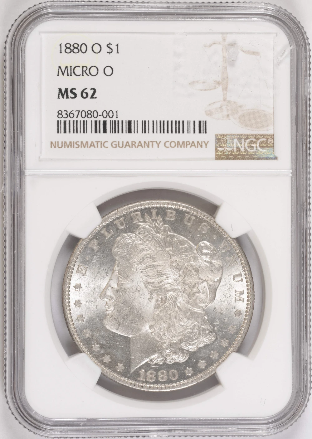 NGC MS-62 1880-O Micro O Morgan Dollar