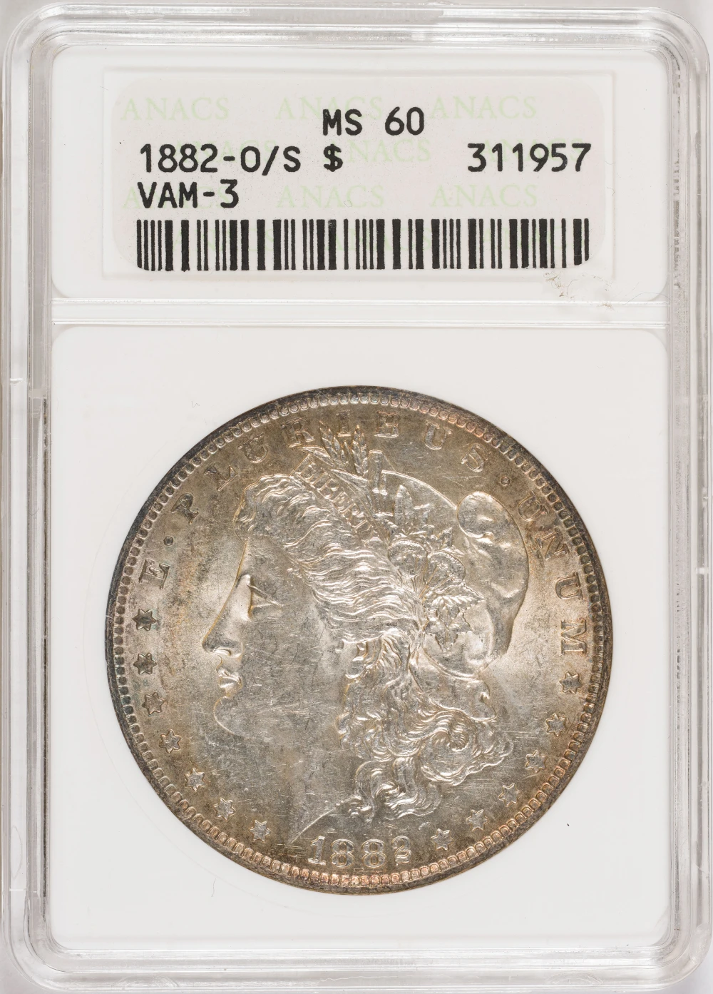 ANACS MS-60 1882-O/S Morgan Dollar