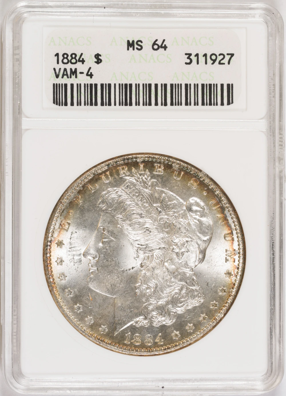 Vam-4 ANACS MS-64 1884 Morgan Dollar